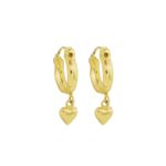 Brinco De Ouro 18k Argola Balança Coração