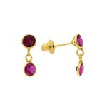 Brinco De Ouro 18k de Zircônia Rubi 3,0mm 