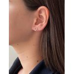 Brinco De Ouro 18k Coração Cravejado 