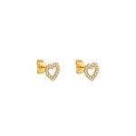 Brinco De Ouro 18k Coração Cravejado 