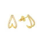 Brinco De Ouro 18k Pop Com Zircônias 