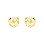 Brinco De Ouro 18k Coração Vazado