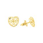 Brinco De Ouro 18k Coração Vazado