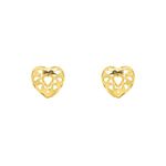 Brinco De Ouro 18k Dois Coração Vazado 
