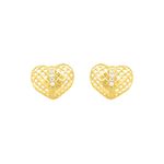 Brinco De Ouro 18k Coração Vazado Com Zircônia