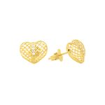 Brinco De Ouro 18k Coração Vazado Com Zircônia