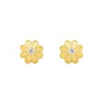 Brinco De Ouro 18k Margarida Com Zircônia 