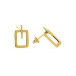 Brinco De Ouro 18k Quadrado Line