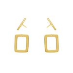 Brinco De Ouro 18k Quadrado Line
