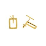 Brinco De Ouro 18k Quadrado Line