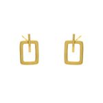 Brinco De Ouro 18k Quadrado Line