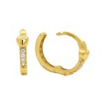 Brinco De Ouro 18k Argola Coração Com Zircônia