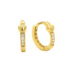 Brinco De Ouro 18k Argola Coração Com Zircônia