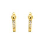 Brinco De Ouro 18k Argola Coração Com Zircônia