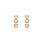 Brinco De Ouro 18k Trio Corações 
