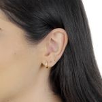Brinco De Ouro 18k Argola Ariel Com Zircônias