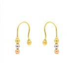 Brinco De Ouro 18k Anzol Com Bolinhas Tricolor