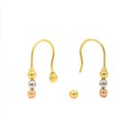 Brinco De Ouro 18k Anzol Com Bolinhas Tricolor