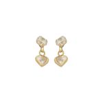 Brinco De Ouro 18k Com Pedras De Zircônias Coração 3mm 