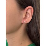 Brinco De Ouro 18k Com Pedras De Zircônias Coração Rubi 3mm 