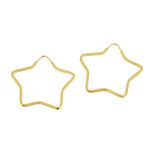 Brinco De Ouro 18k Argola Estrela De 39mm