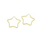 Brinco De Ouro 18k Argola Estrela De 22mm