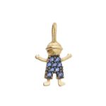 Pingente De Ouro 18k Menino Com Zircônias Azuis