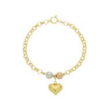 Pulseira De Ouro 18k Elo Português com Coração com 18cm