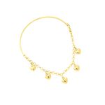 Pulseira De Ouro 18k Meia Algema Com Berloques de Corações