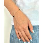 Pulseira De Ouro 18k Elo Português Com 3 Trevos Pedras Ônix