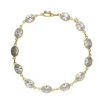 Pulseira De Ouro 18k Cintilante de 21cm Com Zircônias