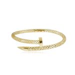 Pulseira De Ouro 18k Prego Detalhada