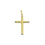 Pingente De Ouro 18k Cruz Estilo Madeira 45mm