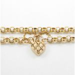 Pulseira De Ouro 18k Elo Português Com Fecho De Coração De 5mm Com 18cm