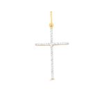 Pingente De Ouro 18k Cruz Dois Ouros Amarelo/Branco