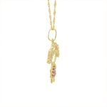Pingente De Ouro 18k Menina Vestido Zircônias Rosa
