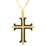 Pingente De Ouro 18k Cruz Com Zircônias
