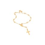 Pulseira De Ouro 18k Terço De Mão Com 18cm