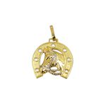 Pingente De Ouro 18k Cavalo Com Ferradura 22mm