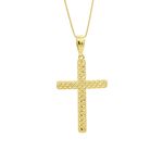 Pingente De Ouro 18k Cruz Diamantada M