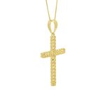 Pingente De Ouro 18k Cruz Diamantada M