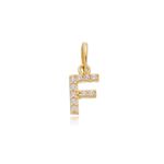 Pingente de Ouro 18k Letra F Com Zircônias