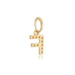 Pingente de Ouro 18k Letra F Com Zircônias