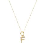 Pingente de Ouro 18k Letra F Com Zircônias