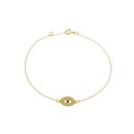 Pulseira De Ouro 18k Elo português Olho grego De 0,7mm Com 18cm