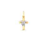 Pingente De Ouro 18k Cruz Com Fio Branco De 12mm