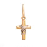 Pingente De Ouro 18k Cruz Com Fio Branco De 12mm