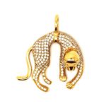 Pingente De Ouro 18k Pantera Com Zircônias