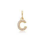 Pingente de Ouro 18k Letra C Com Zircônias 