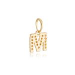 Pingente de Ouro 18k Letra M Com Zircônias